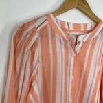 A New Day Coral White Striped Balloon Sleeve Shirt Women's Size X-Small XS NWT Photo 3