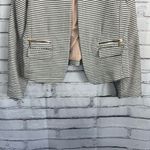 Katherine Barclay Striped Open Front Blazer Jacket Black White Women’s L Neutral Photo 3