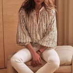 Sézane Sezane Bonny Sequin Long Sleeve Pullover Blouse Top Tassels Cream Ecru 38 Photo 3