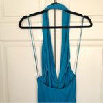 ZARA Electric Blue Long Draped Cowl Neck Halter Dress Size S Photo 10