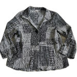 Habitat  Top Womens Medium Button Shirt Artsy Organic Swing Black White Crinkle Photo 0