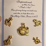 Inspirationals Noahs Ark Gold Tone Metal Pin Set Genesis Bible Story Animals Photo 0
