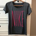 Nike  Dri-Fit Dark Gray Tee Shirt with Hot Pink. Size Small. EUC. Photo 0