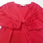 Intermix  Silk Blend Red Pleated Satin Blouse Long Sleeves Photo 10