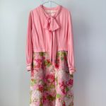 Vintage 60's 70s Handmade Hostess Style Quilted Beaded Maxi Dress Retro Pink Size XL Photo 1