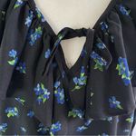 We Wore What New Floral Ruffle V-Neck Long Sleeve Blouse Black Blue Size Medium Photo 4