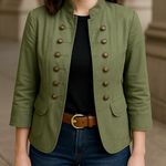 Olive Green Military Style Jacket Size M Photo 0