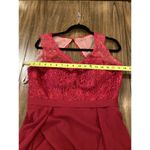 Azazie  Britney Bridesmaid formal long lace halter gown Dress in Burgundy sz A8 Photo 6