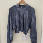 Abound  Women's Tie Dye Half Zip Long Sleeve Cropped Sweatshirts Blue Size L, NWT Photo 2