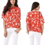 Diane Von Furstenberg DVF  Silk Orange Blouse Short Sleeve‎ Top Size P/S Resort Photo 1