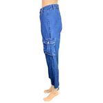 SheIn Womens Denim Blue Jeans High Waist Cargo Pocket Mom Jeans Cropped XS Photo 5