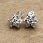 Sterling Silver 925 Cubic Zirconia Flower Studs Photo 1