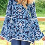 Boho Floral Tunic‎ Blue Photo 11