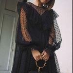 Milly  Black dot Tulle Ruffled Tiered Sundress with Bishop Sleeves sz -4 Photo 0