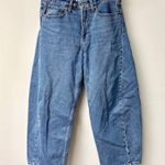 Abercrombie & Fitch  Curve Love Mid Rise Denim Barrel Jeans Blue Women's 28 Short Photo 2