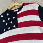 Christopher & Banks  Vintage American Flag Knit Sweater Shortsleeve Patriotic L Photo 6