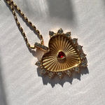 Gold heart rhinestones necklace non tarnish Photo 3