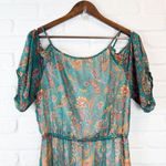 Flying Tomato Turqouise Paisley lace tiered skirt Cold Shoulder Boho Maxi Large Photo 5