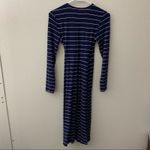 Old Navy  Blue Stripe True Wrap Dress Midi Long Sleeve Womens XS Career Photo 2