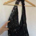 Victoria's Secret teddy black and white lacy sheer high neck halter lingerie L Photo 7