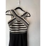 Anthropologie  Maeve 2010s Striped Crossneck Black Going Out Bandage Dress Size 4 Photo 2