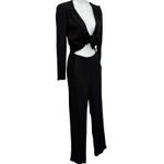 Reformation Black Ferris Textured Cut Out Tie Front Long Sleeve Jumpsuit size 0 Photo 14