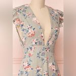 Storia NWT  Yalimapo Linen Blend Floral V-Neck Ruffle Sleeve Dress Size Medium Photo 3