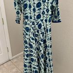 Handmade/Vintage XL long maxi blue green print floral modest dress Photo 1