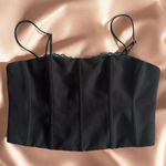 WHITE FOX Black Lace Trim Crop Tank Top Size XL Photo 0