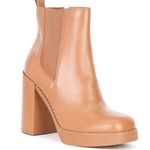 Gianni Bini Ah-Mazed Caramel Brown Leather Block Heel Platform Chelsea Boots Photo 0