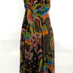 Farm Rio Dress Macaw Island Tropical Cross Stitch Print Long Sleeve Flowy Maxi S Photo 1