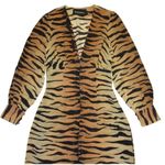 Realisation Par NWT Vivienne in Tiger Print Silk Midi Shirt Dress S Photo 2