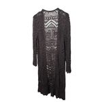 Brown Crochet Knit Long‎ Sleeves Open Front Long Cardigan Womens Size L Size L Photo 6