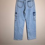 On The Way Blue Wide Leg Cargo Jeans Womens M Casual Denim Size 4 Photo 2