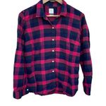 Gap  red & black buffalo plaid button down shirt fitted boyfriend size medium Photo 0