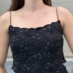 LAUREN Ralph Lauren Black Silk Lace Embellished Formal Cocktail Midi Dress 6 Photo 3
