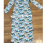 Cara Cara Aria Geo Print Crepe Midi Dress In Geo Moss In White size XS Blue Photo 4