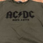 AC/DC  Graphic Army Green Sweatshirt with Tie Sleeve Detail Size Large Photo 1