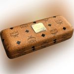 MCM Authentic  Name Brand Logo Monogram Clam Cognac Glasses Eyeglasses Hard Case  Italy Runway Shell High End Collectible Italian Original Photo 1