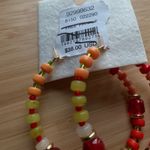 Free People  Panama Acrylic Glass Stone Beaded Hoops - Desert/Red‎ - NWT Photo 4