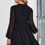 SheIn Black Swiss Dot Frill Tie Neck Ruffle Hem Maternity Dress. Size Medium Photo 0