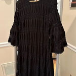 New York & Company Lace Shift Long Sleeve Medium Black Photo 0