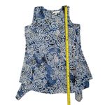 Fever NEW Sleeveless Layered Blue Mosaic Glass Shirt Size Small Photo 2