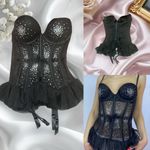 Victoria's Secret Elegant Black Corset with Rhinestone Detailing size 34D Photo 8