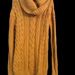 Gap small S thick dark yellow gold sweater Cable Knit stretch loose turtleneck Photo 1