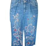 ZARA  Woman Embroidered Wide Leg Crop Jeans Size S Photo 0