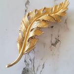 Vintage Coro 1961 Leaf Feather Gold Tone Statement Brooch Pin Costume Jewelry Photo 1