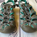 Keen  Whisper Hiking Water Sandals Grey/Peacock Green Bungee Lace Women's Size 7 Photo 0