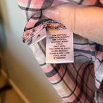 Loft  LADIES MEDIUM‎ pink and black plaid half button shirt Photo 4