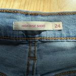 Levi's Distressed High Rise Denim Shorts in Sapphire Dust - Size 24, Medium Wash Photo 9